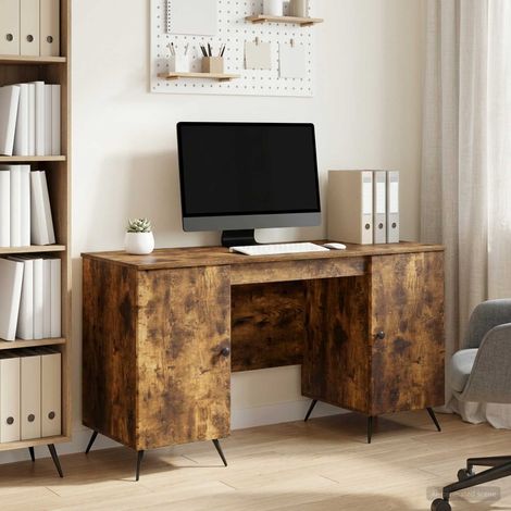 vidaXL Schreibtisch Geräucherte Eiche 142,5 x 50 x 75 cm Holzwerkstoff (1/5)