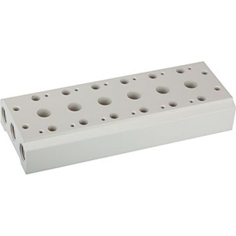 Riegler Mehrfach-Grundplatte für 5/2-5/3-Wegeventile, 7 Pos., M5, G 1/8 (1/2)