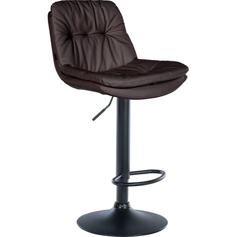 Sgabello alto x1 per cucina e bar con seduta morbida in similpelle marrone scuro struttura in metallo nero 100005905