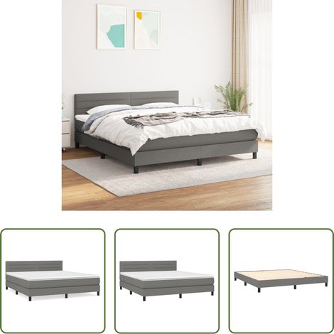 Matratze - Boxspringbett mit Matratze Dunkelgrau 180x200 cm Stoff (1/5)