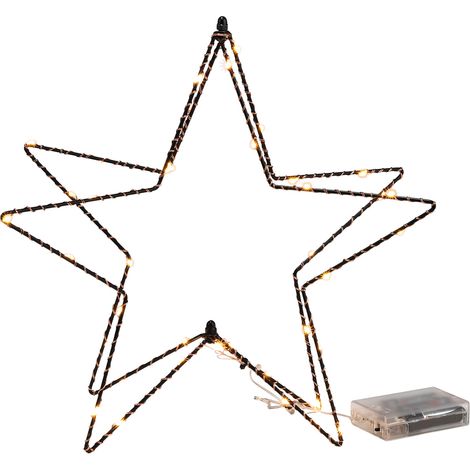 Weihnachtsstern Tisch Leuchte 30 cm - 38 LED - Fenster Deko Stern Lampe schwarz