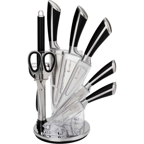 ENSEMBLE DE 9 COUTEAUX DE CUISINE AVEC AFFÛTEUR ET CISEAUX E-6263