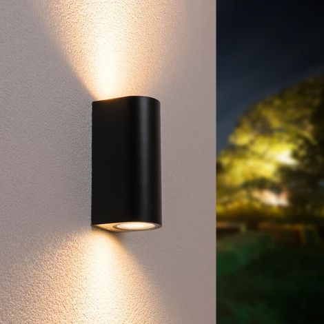 Applique Doppia Luce A Parete Interno Esterno Ip65 Porta Faretto Gu10 Es14n