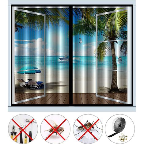 Moustiquaire Fenêtre Magnétique, Automatiquementfermé, moustiquaire porte fenetre sans Percer, pour La Plupart Les Types de FenêTres ou Porte de Balcon, Noir-(47x47inch)120x120cm (1/5)