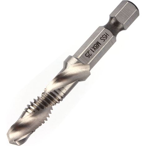 Mèche à tarauder HSS M8 avec douille hexagonale 1/4" pour perceuse électrique (1/5)