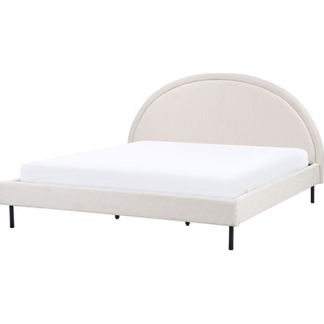 Letto minimalista 180 x 200 cm Poliestere Imbottitura Base a doghe Testiera semicircolare Beige Chiaro Margut