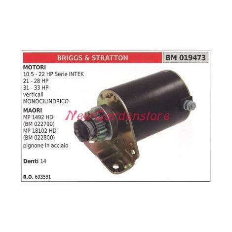 B&S motor de arranque 10.5 22CV motor cortacésped tractor 019473