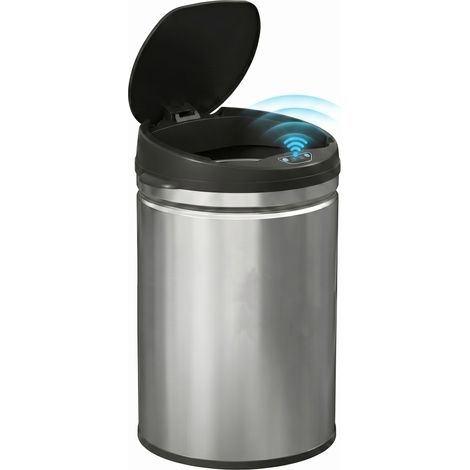 Poubelle cuisine automatique 30L acier inoxydable, poubelle à couvercle à fermeture en douceur, 32x30,5x51cm, argent (1/5)