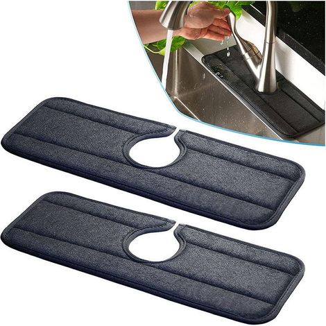Lntyq Mat sink for valve of kitchen, design original, fabric in microfiber absorb, protection anti-splashes and recuperator drip washable in machine for handle of valve [noi (1/5)