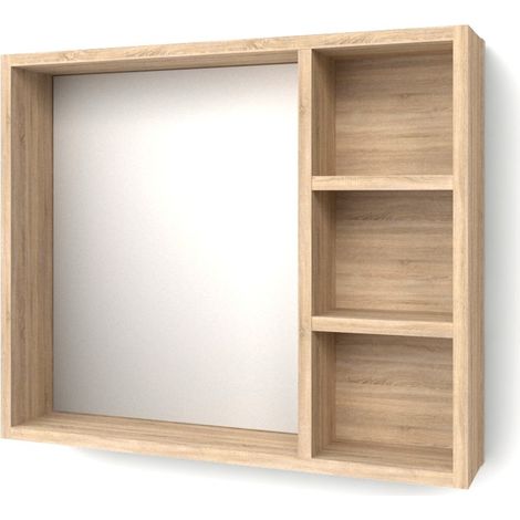 Miroir de Salle de Bain avec étagère, Chêne Sonoma. Meuble Salle de Bain. Armoire murale avec miroir. (1/5)