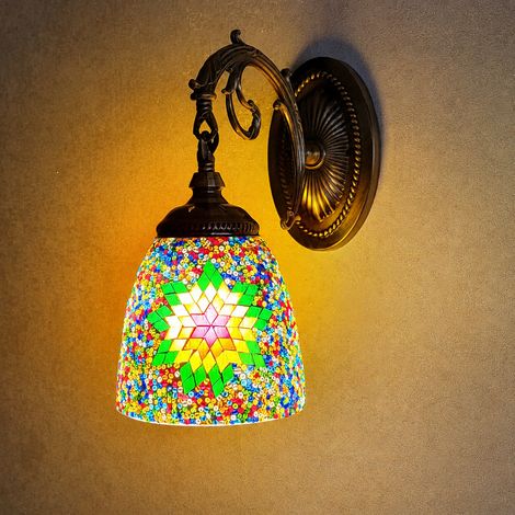 Applique Murale Rétro Verre LED Vert Rouge Multicolore Modèle Filaire à Brancher 23 × 23 × 25 cm 1,8 kg – Livraison gratuite