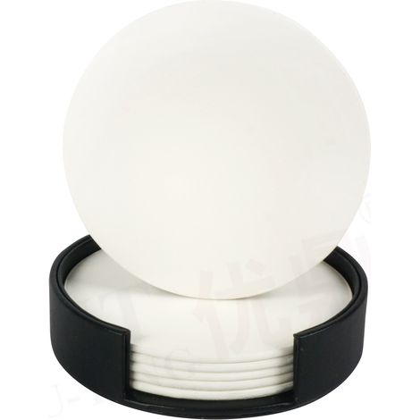 Sous-verre Cuir PU - Rond 10 cm - Anti-dérapant - Protection Surface Table Bureau Café - Lot de 4 (1/5)
