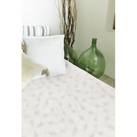 Jeté de lit jacquard en coton lavé 220x240 cm PABLO neige, par Vend du Sud
