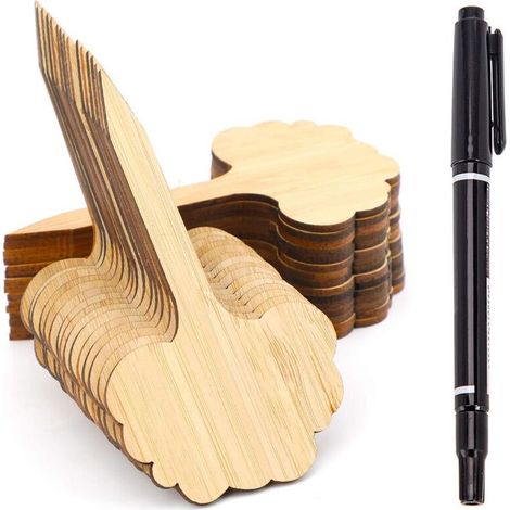 Bardusch-50 Pcs Bambou Plante Étiquettes de Plantes en Bambou D'étiquette en Bois Marqueurs De Type T pour Jardin Plantes en Pot Accessoires À Effet De Serre (1/5)