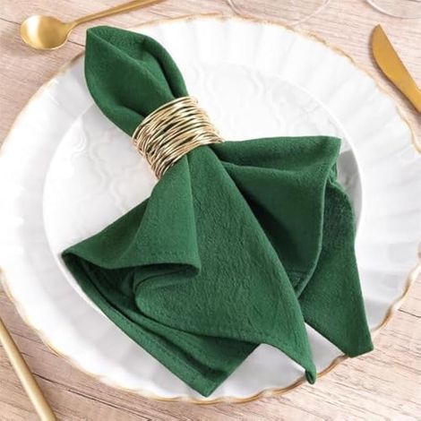Lot de 6 serviettes de table de Noël en lin et coton lavables en vrac pour fêtes, mariage, fête prénatale, fête prénuptiale, anniversaire - 40,6 x 40,6 cm - Vert émeraude (1/4)