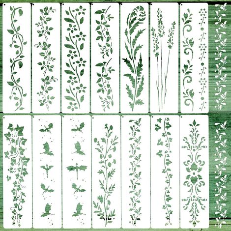 14 Pieces Vine Stencils 30 x 7.6 cm Floral Border Pattern (1/5)