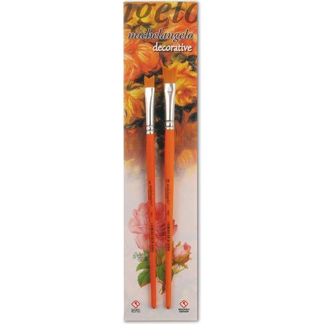 Pinceau décoratif plat Bois Fibre Fleurs Taille 6-10 Orange 6 2 pièces