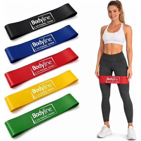 BODYLINE Set 5 Elastici In Lattice A Resistenze Bande Fasce Auto Originale (1/5)