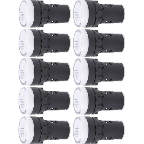 10 Stück AD16‑22DS LED-Signalleuchte, weiß, hohe Helligkeit, Anzeigegerät, Zubehör, AC/DC 110 V (1/5)