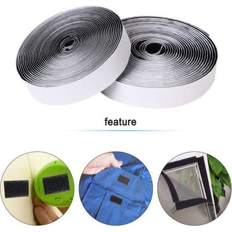 Bande de Adhésif Autocollant Set,20mm x 5M Ruban Scratch Hook Loop Autocollant Forte Force D'adhérence pour Tous D'installatio[8] (1/4)