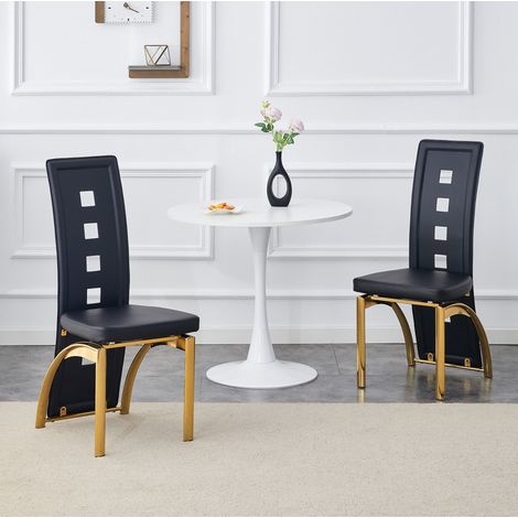 Set 2 sillas comedor respaldo perforado PU negro OKMYHOME (1/5)