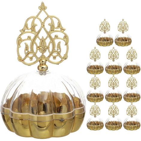12er-Packung Bonbon-Aufbewahrungsboxen, elegante Hochzeitsbonbon-Verpackungsboxen, transparente Bonbonhalter mit Kuppel-8.59X6.3X6.3CM-Golden (1/4)