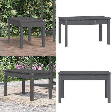 Banco de jardín madera maciza pino gris 80x44x45 cm - Banco de exterior - Banco de patio