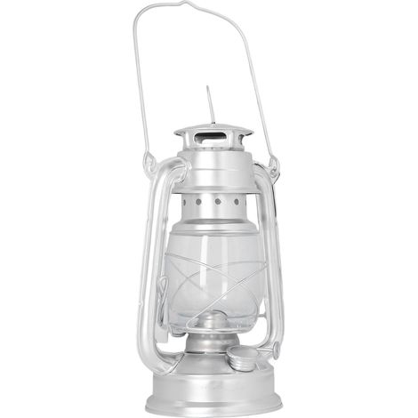 Lampe à pétrole rétro en fer forgé argenté, poignée métallique, pour maison, jardin, cour, bar, café, auberge. (1/5)