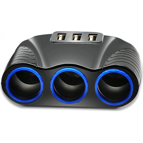 Adaptador de corriente USB de 3 vías de 12-24 V para automóviles, compatible con vehículos, tabletas, teléfonos inteligentes, etc. (1/5)