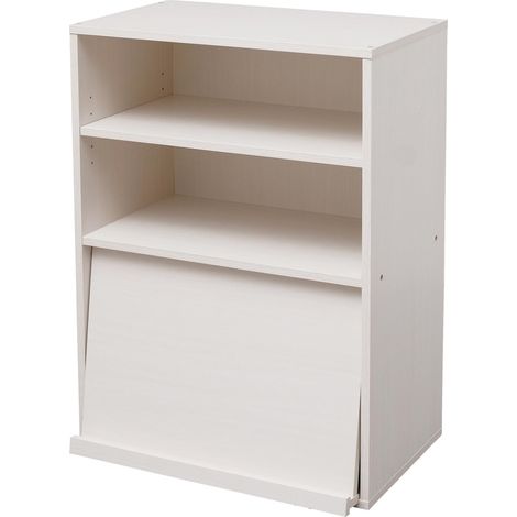 Meuble avec Portes, Étagère de Rangement, 2 Compartiments modulables, Design, Solide, Moderne, Multi-Usage, Bureau, Chambre, Salon - Flap Rack CHR-1 - Chêne Blanc (1/5)