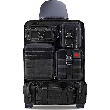 Organiseur tactique pour siège de voiture avec 5 sacs amovibles, protection de dossier de voiture Oxford 600D imperméable pour la plupart des véhicules, SUV, camion, pick-up (1/5)