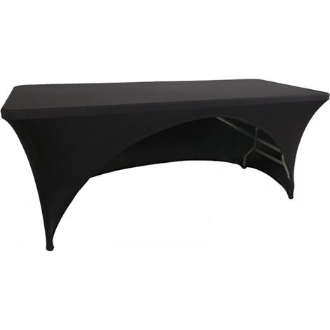 Nappes extensibles de 1,8 m pour tables rectangulaires avec dos ouvert, housses de table de patio rectangulaires en élasthanne, mariage, fête, cuisine, décoration d'événement de beauté - Noir (1/5)