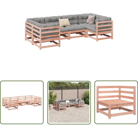 The Living Store 6-tlg. Garten-Sofagarnitur Massivholz Douglasie - Douglasienholzmöbel - Gartensofas - Outdoor Möbel - Loungemöbel - Gartenlounge (1/5)