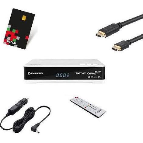 CAHORS Récepteur satellite HD + Carte TNTSAT V6 + Câble HDMI + Câble allume cigare