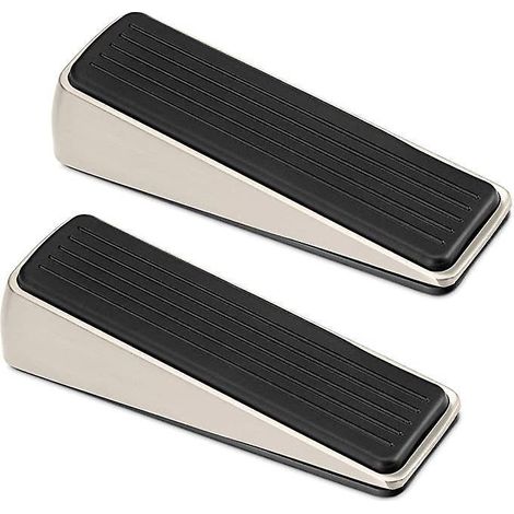 Bloque-porte solide en zinc et caoutchouc, lot de 2, butée de porte au sol, antidérapant pour salle de bain, cuisine, usage intensif (1/4)