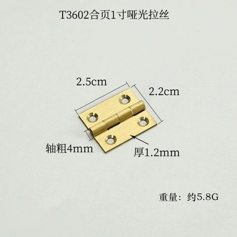 (Mat - 2,2 x 2,5 cm) 10 charnières en laiton massif, style vintage, pour portes, fenêtres, placards et boîtes. Quincaillerie pour meubles. (1/5)