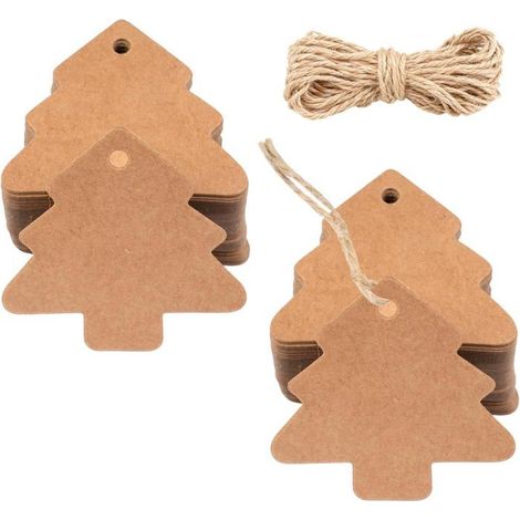 Lot De 160 Étiquettes Cadeaux De Noël En Papier Kraft Avec Ficelle De Jute,Étiquettes Cadeaux Pour Cadeaux De Noël,Arbres De[CA193]