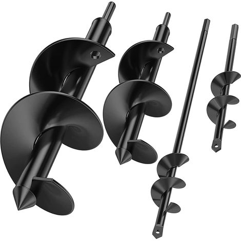 4 Piece Garden Auger Drill Bit Spiral Garden Drill Bit Quick Digging Holes Practical Planting Tool for Planting Flowers Trees Shrubs Ø8 x 45 + Ø4 × 45 + Ø8 x 25 + Ø4 x 22 cm (1/5)