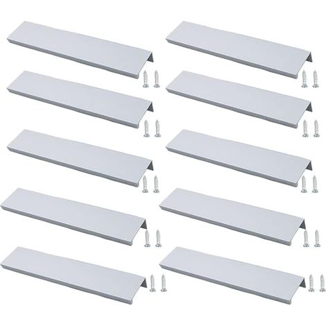 10 Schrankgriffe, Möbelgriffe für Schubladen, Kleiderschränke, Küchenschränke, Lochabstand: 224 mm, Silber (1/5)