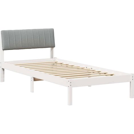 Bed frame White and light grey 90 x 200 cm Solid pine wood vidaXL