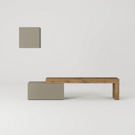 Mueble de salón moderno con armario de pared Chronos n°17 - Gris paloma