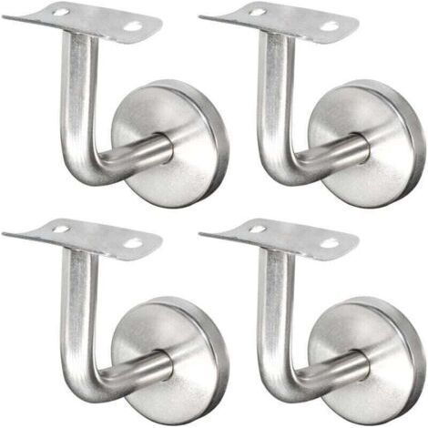 Handlaufhalterungen zur Wandmontage, Treppengeländerhalterungen aus Edelstahl, Wandhalterungen, Handlaufhalterungen für Treppengeländer, silberne Geländer-Wandhalterung, 4 Stück (1/5)