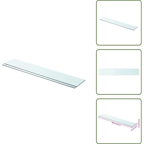 Panneaux d'étagère 2 pcs Verre Transparent 90 x 15 cm - Etagere Murale - Étagère Verre - Rangement Mural - Décoration Murale - Support Étagère (1/5)
