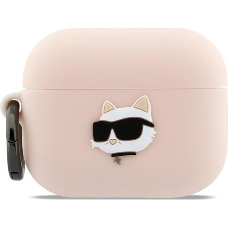 Karl Lagerfeld Silikonhülle mit Chaupette-Kopf-Motiv (3D) für AirPods Pro 3, Pink (1/4)