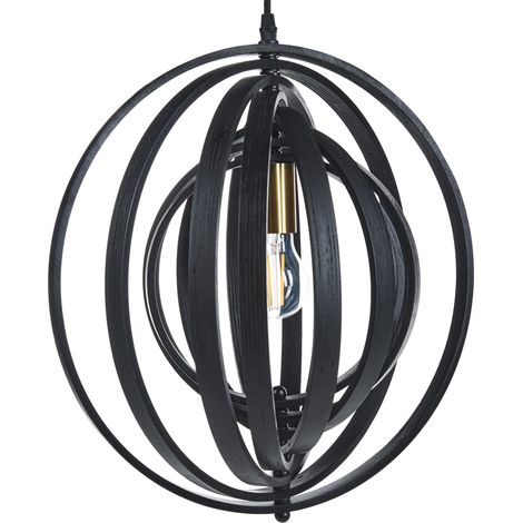 Lámpara colgante boho moderna forma redonda ajustable madera de álamo negro Murrell