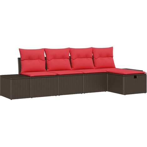 Set Divano da Giardino con cuscino 5 pcs Marrone polyrattan vidaXL
