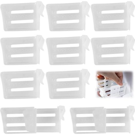 10 pièces Panneau de Séparation pour Réfrigérateur, Rérrigérateur Réglable Séparateurs, Organisateur de Réfrigérateur Tiroir Extensible, Pour Transparent Boîte de Frigo Bacs de Rangement (1/5)