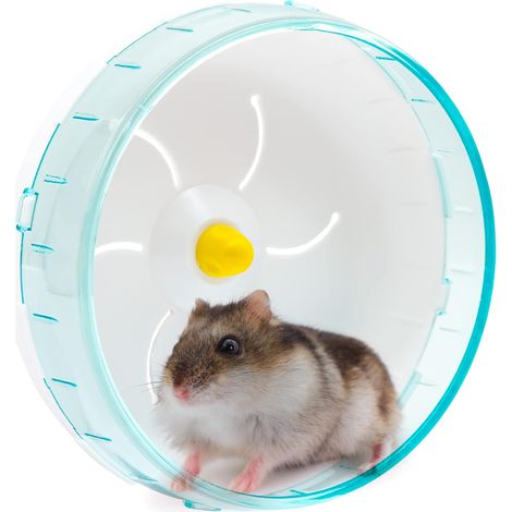 Rueda silenciosa para hámsteres, ruedas de 17,5 cm con soporte ajustable, para hámsteres, jerbos, ratones y mascotas pequeñas (azul). (1/5)