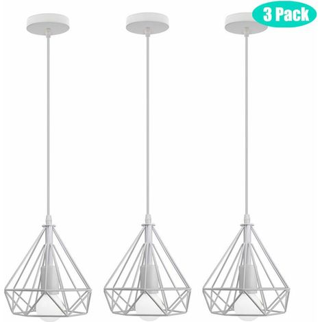 3 pack Suspension Luminaire Industrielle, Plafonnier Rétro Ø20cm en Fer Blanc avec Câble Réglable et Douille E27, Idéal pour Salle à Manger, Salon, Chambre, Restaurant, Café et Bar BLOW (1/5)