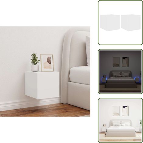 The Living Store TV-Wandschränke mit LED-Leuchten 2 Stk. Weiß 30,5x35x30 cm - TV-Schrank - Holzschrank - Regal - Wohnzimmer Dekoration - Smart Home